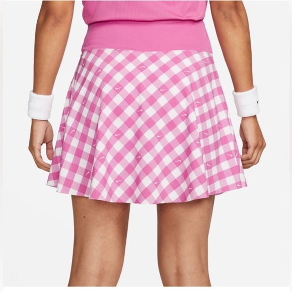Nike Dri-Fit Club Nike swoosh Pink White Printed tennis Skirt skort size Small - Picture 1 of 12